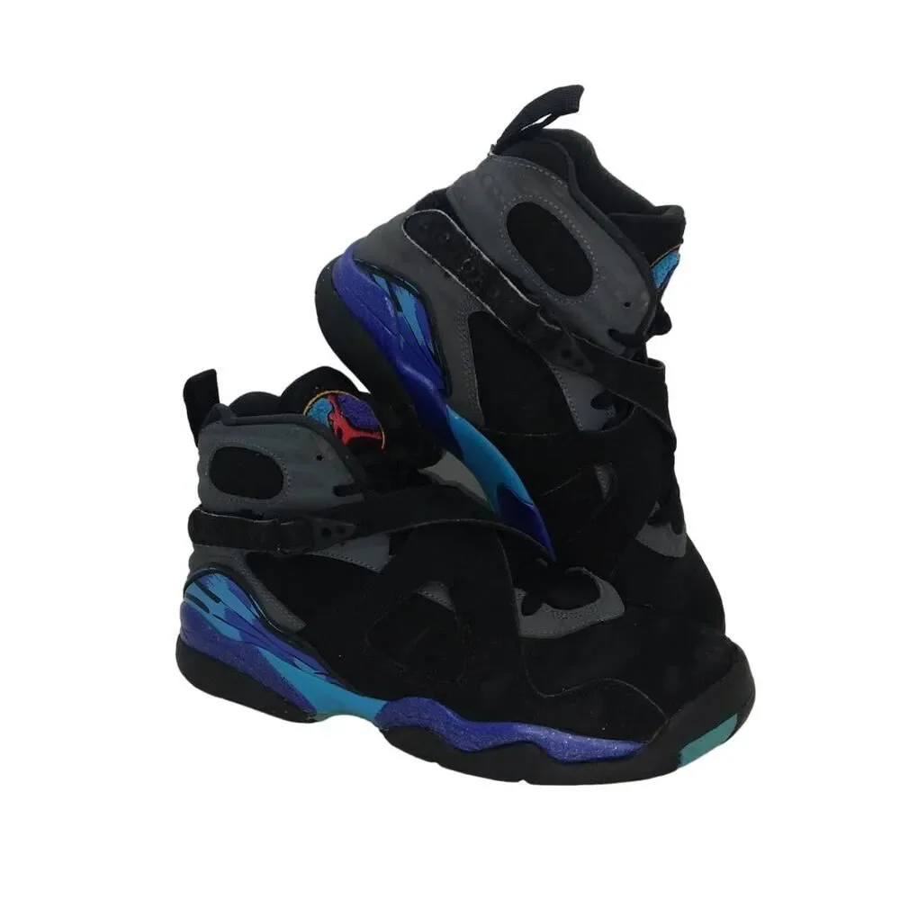 NIKE AIR JORDAN 8 Retro Big Boys Aqua/Black Sneakers - Size: 7Y